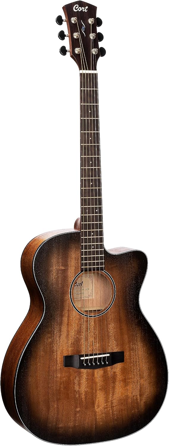 Cort Core Series OC Mahogany Acoustic-Electric Guitar. Open Pore Black Burst