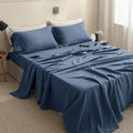 Simple&Opulence 100% Linen Sheets California King Size Set, 4 Pcs Natural French Linen Bed Sheets, Breathable Soft Durable Bedding Set for All Season (Classic Blue, California King)