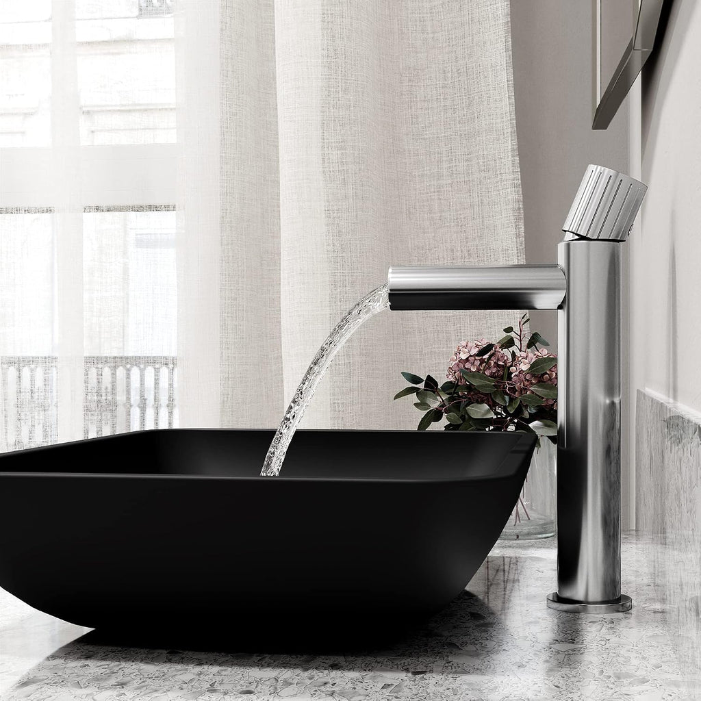 VIGO Ashford Single-Handle Single-Hole Mount Vessel Bathroom Sink Faucet, 11-Inch, Chrome, Modern Design, Solid Brass, 1.2 GPM WaterSense & Ceramic Disc Valve, Corrosion-Resistant