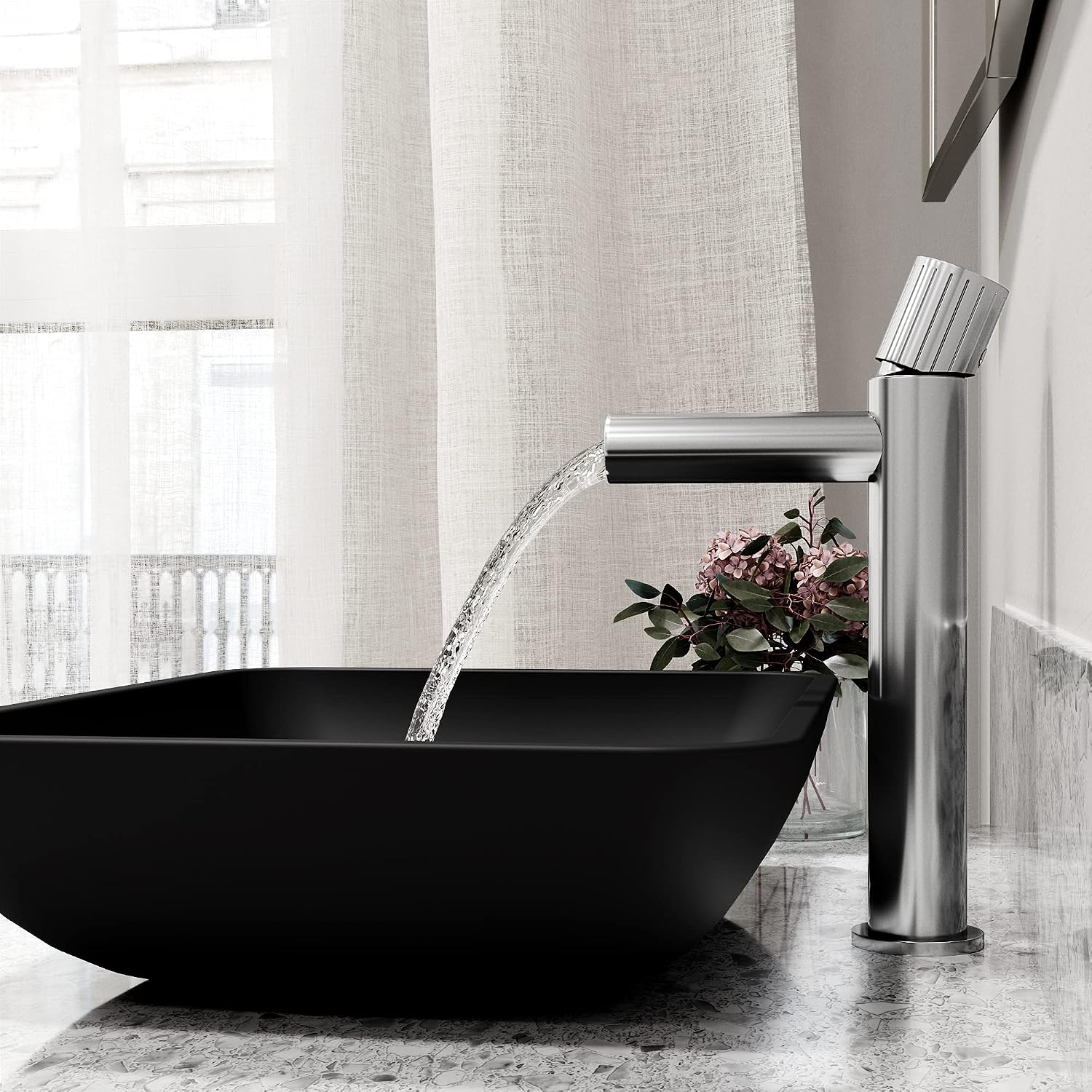 VIGO Ashford Single-Handle Single-Hole Mount Vessel Bathroom Sink Faucet, 11-Inch, Chrome, Modern Design, Solid Brass, 1.2 GPM WaterSense & Ceramic Disc Valve, Corrosion-Resistant