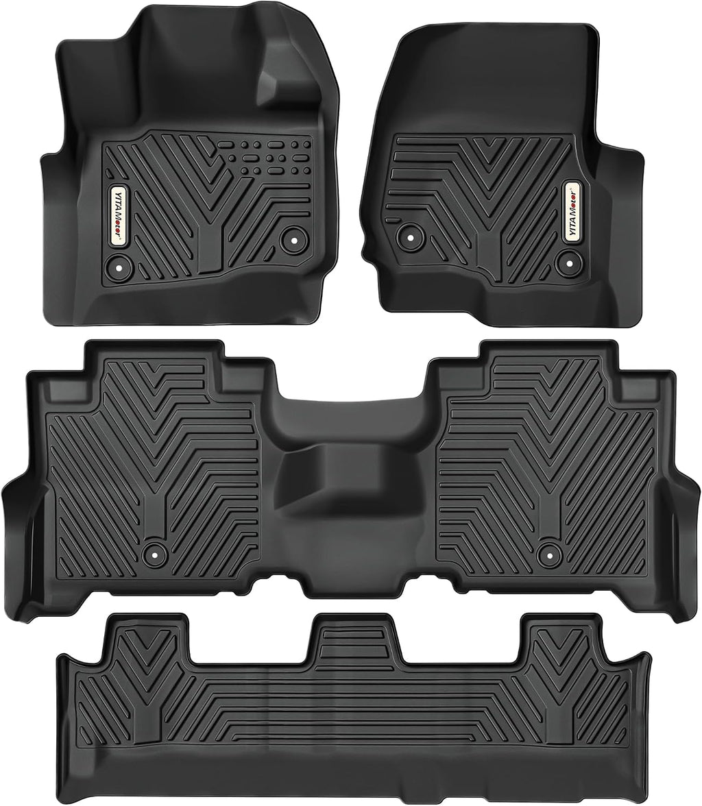 YITAMOTOR Floor Mats Fit for 2018-2025 Ford Expedition/Expedition Max (Only for 8 Passenger) with 2nd Row Bench Seat, All-Weather Custom Front 1st & 2nd 3rd Black Floor Liner Set