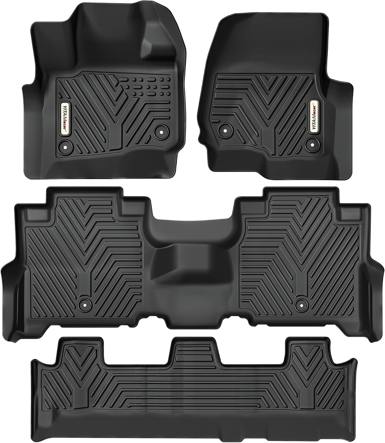 YITAMOTOR Floor Mats Fit for 2018-2025 Ford Expedition/Expedition Max (Only for 8 Passenger) with 2nd Row Bench Seat, All-Weather Custom Front 1st & 2nd 3rd Black Floor Liner Set