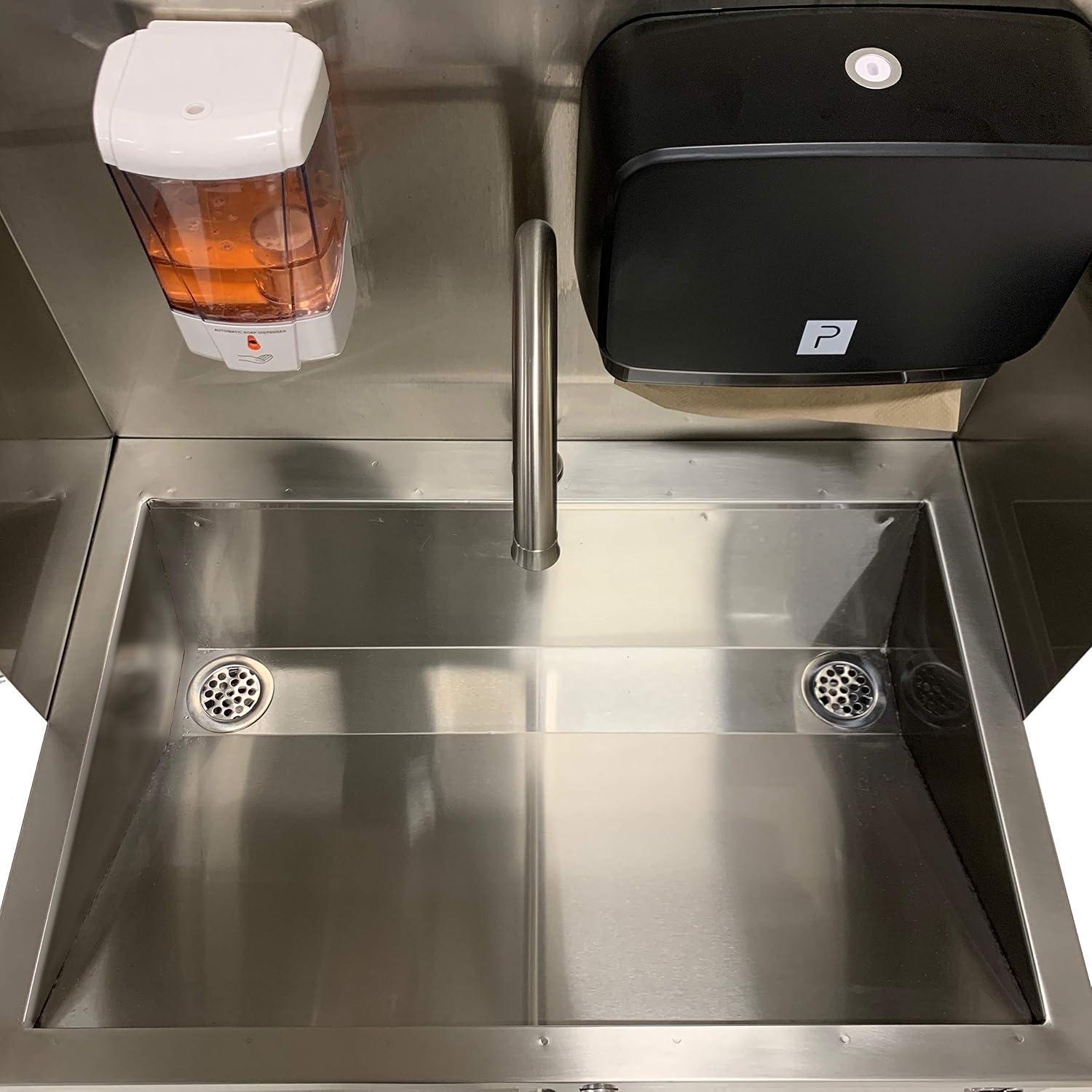 Pro Series Portable Handwashing Sink – All Stainless Steel, Indoor Outdoor, 5 Gallon (19L) Water Tanks, Wheels, Soap and Towel Dispensers, Gooseneck Faucet