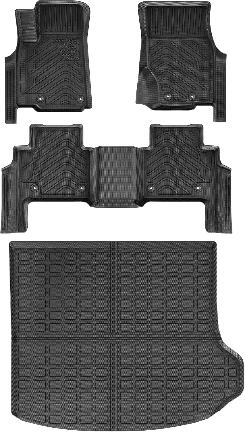 Floor Mats & Cargo Liner Fit for 2022-2026 Jeep Grand Cherokee (Include 4XE NOT for L or WK), Custom Fit TPE All Weather Floor Liners Cargo Mat, 1st 2nd Rows Mats Trunk Liner Full Set Accessories