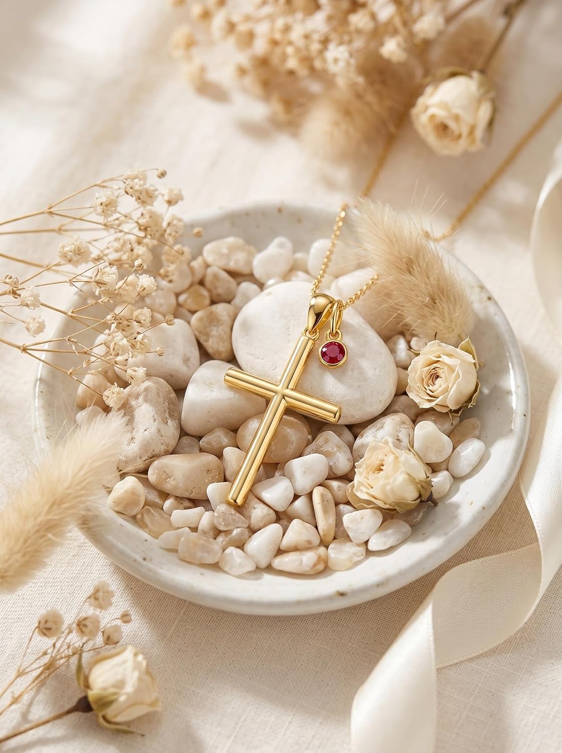 18K Gold Cross Pendant for Women Gold Cross Necklace 18K Gold Jewelry Religious Gift