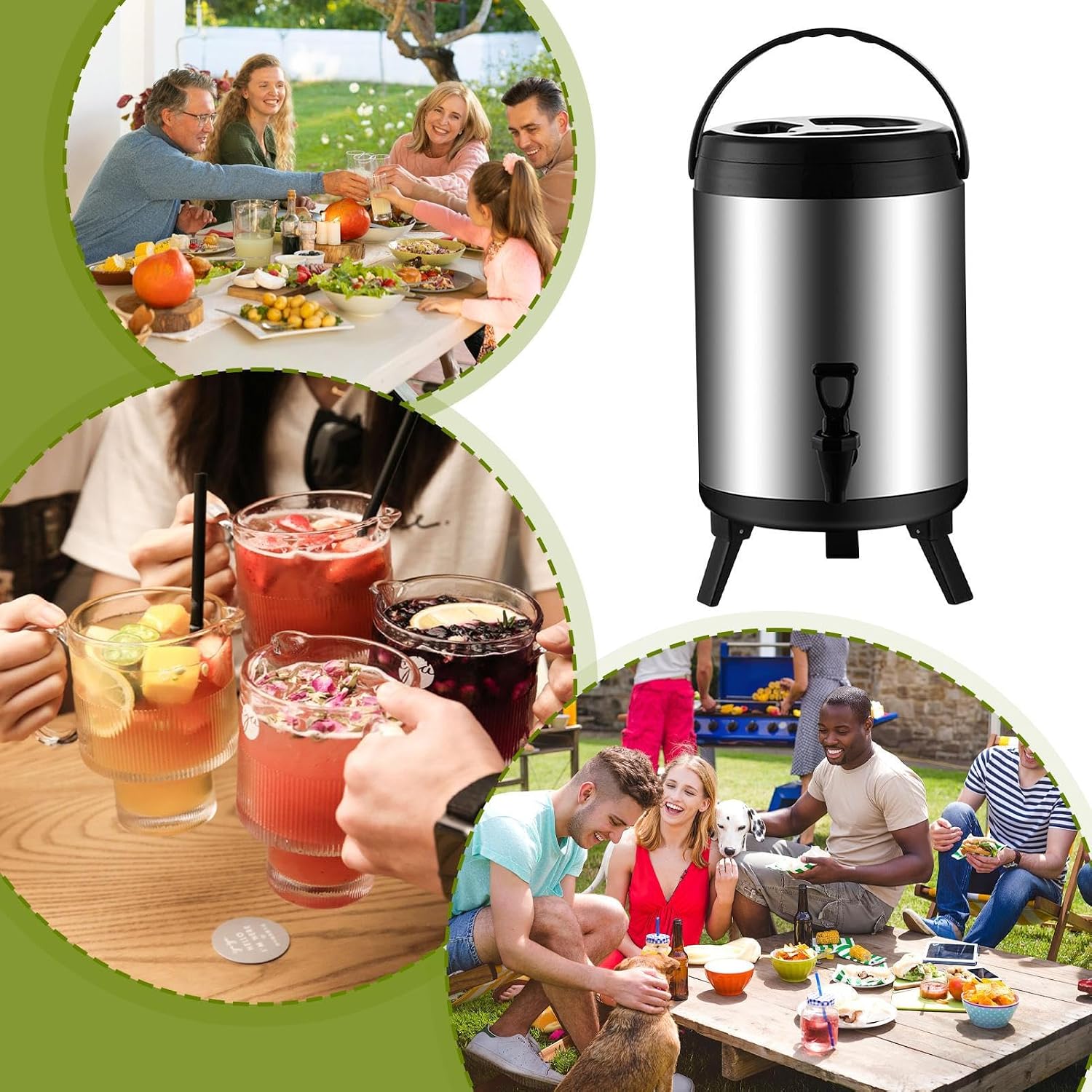 Catering Urn, 6L/8L/10L Hot Water Dispenser With Faucet, Stainless Steel Insulated Bucket Milk Tea Barrel For Hot Water And Beverage(10l)