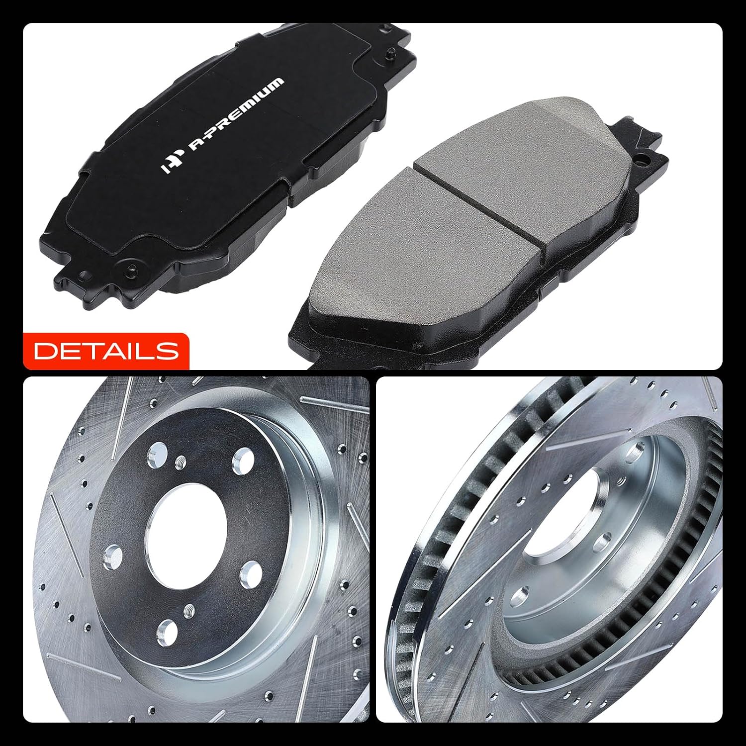 A-Premium 11.65 inch (295.9mm) Front Disc Brake Rotors + Ceramic Pads Kit Compatible with Select Pontiac, Scion and Toyota Models - Vibe 2009-2010, Matrix 2009-2013, RAV4 2006-2018, Mirai, iM, tC