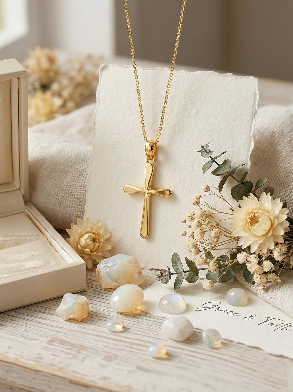 18K Gold Cross Pendant for Women Gold Cross Necklace 18K Gold Jewelry Religious Gift