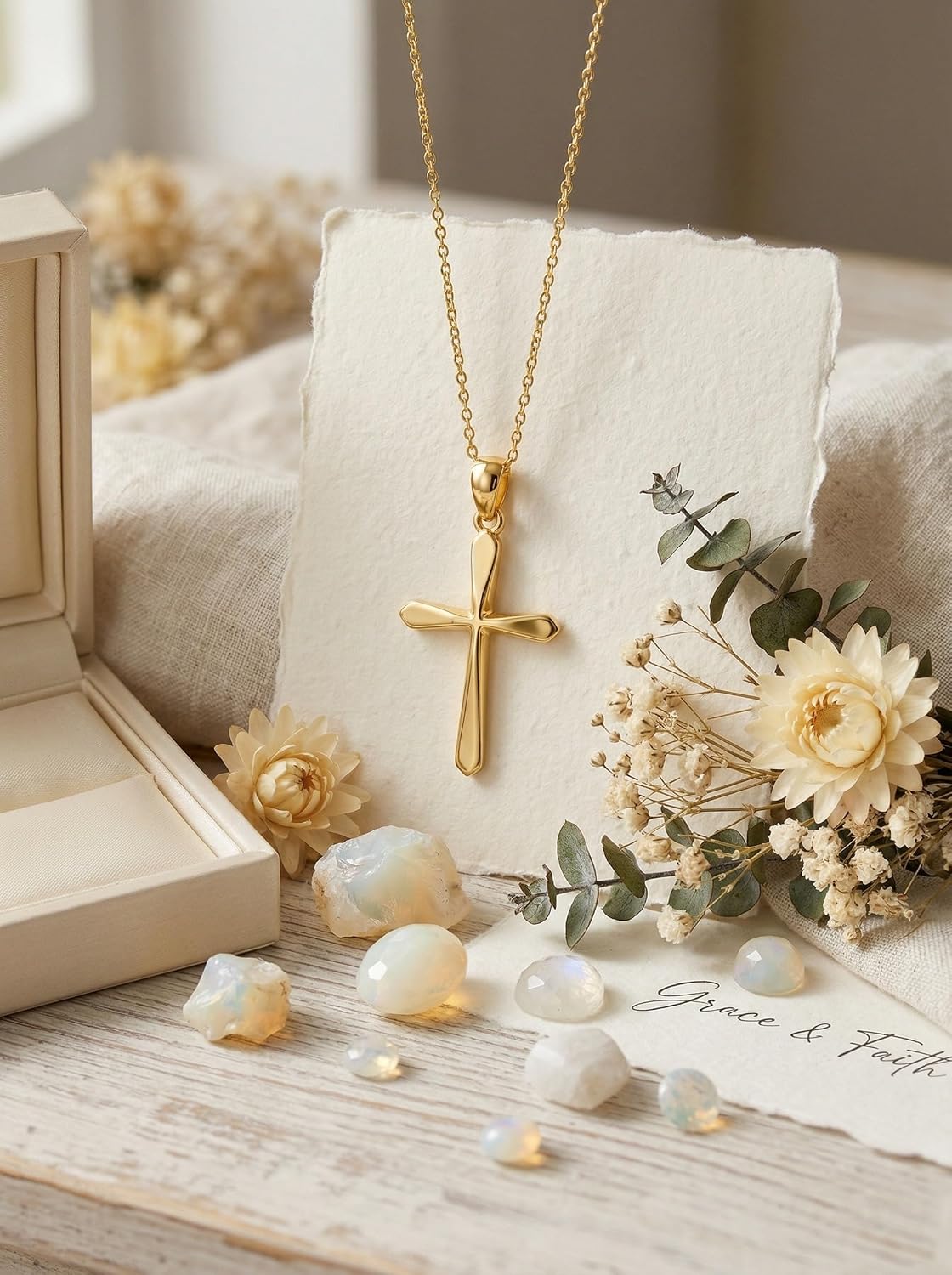 18K Gold Cross Pendant for Women Gold Cross Necklace 18K Gold Jewelry Religious Gift