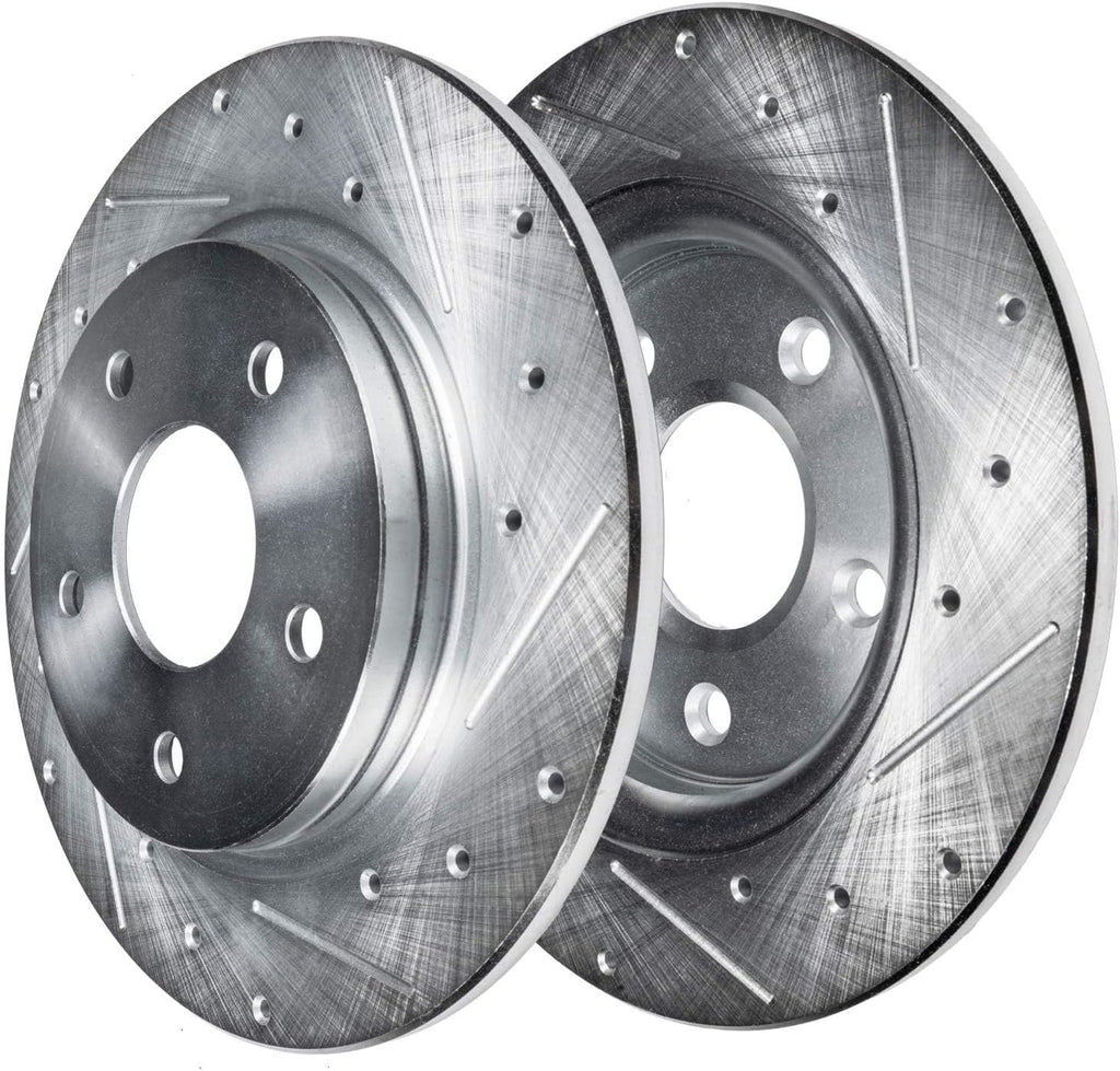 Detroit Axle - Brake Kit for 2014-2015 Acura ILX 2013-2015 Honda Civic Drilled and Slotted Disc Brake Rotors Ceramic Brakes Pads with Hardware Replacement: 11.10' inch Front 10.24' inch Rear