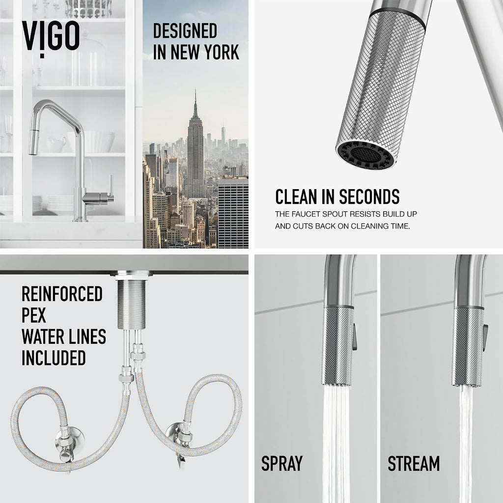 VIGO Utopia 15'' H Single Handle Pull-Down Sprayer Kitchen Bar Faucet in Chrome-VG02038CH