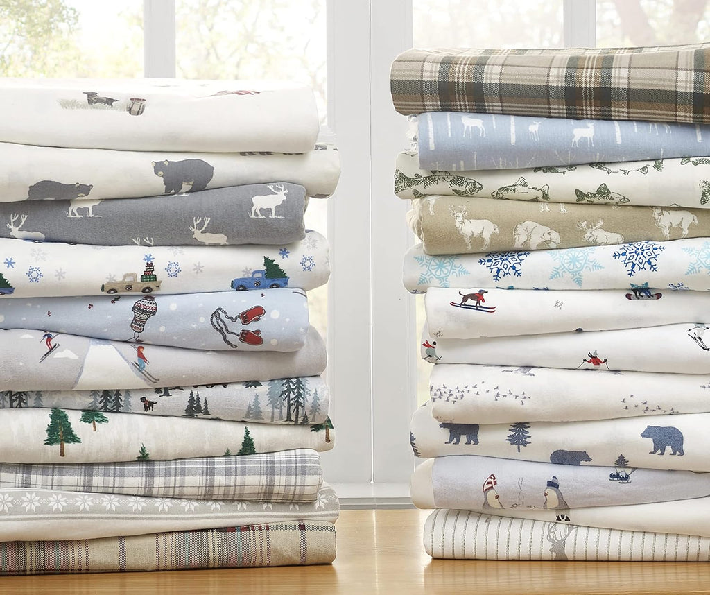 Eddie Bauer - Twin Sheets, Cotton Flannel Bedding Set, Brushed for Extra Softness, Cozy Home Decor (Buckhead Ridge, Twin)