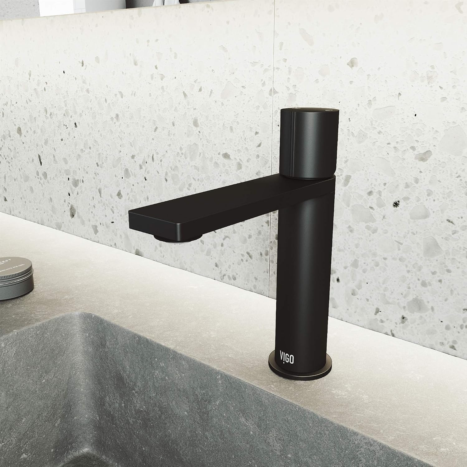VIGO Halsey Single-Handle Single-Hole Mount Bathroom Sink Faucet, 8-Inch, Matte Black, Modern Design, Solid Brass, 1.2 GPM WaterSense & Ceramic Disc Valve, Corrosion-Resistant
