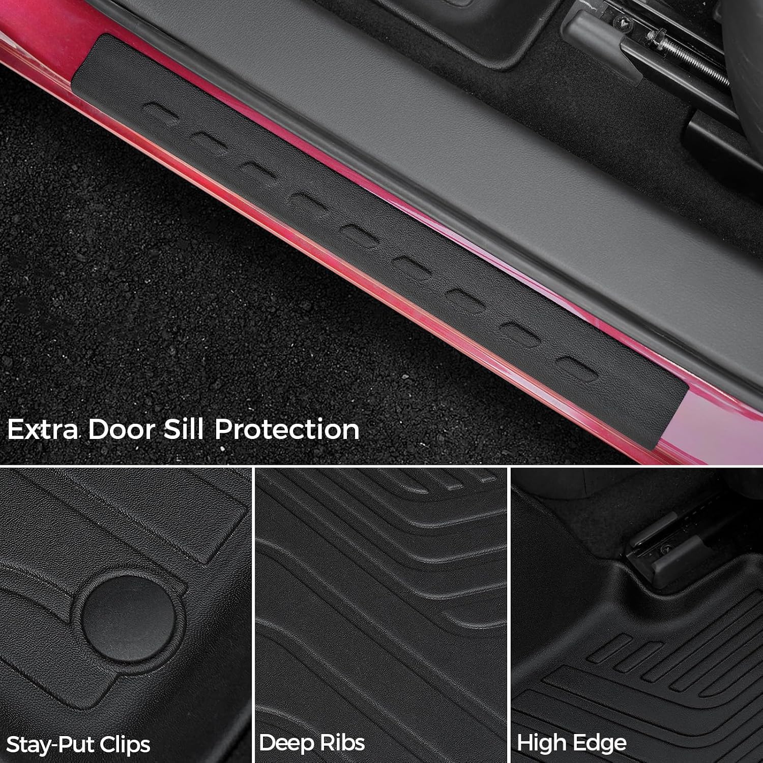 Floor Mats for Mazda CX-30 2020-2026, All Weather Floor Mats Trunk Cargo Liner with Backrest Protectors and Door Sill Guards Accessories, Full Coverage Set