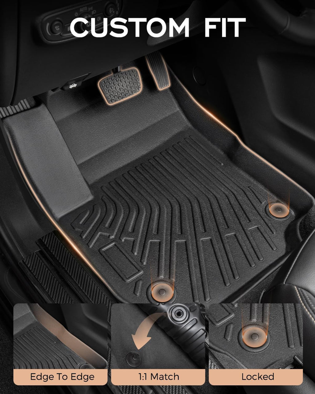 for Chevy Equinox for GMC Terrain Floor Mats & Cargo Liners 2018-2024,All Weather Floor Mats for Chevy Equinox Trunk Mats Rear Backrest Mats Accessories 2024 2023 2022 2021 2020 2019 2018 (6PCS)