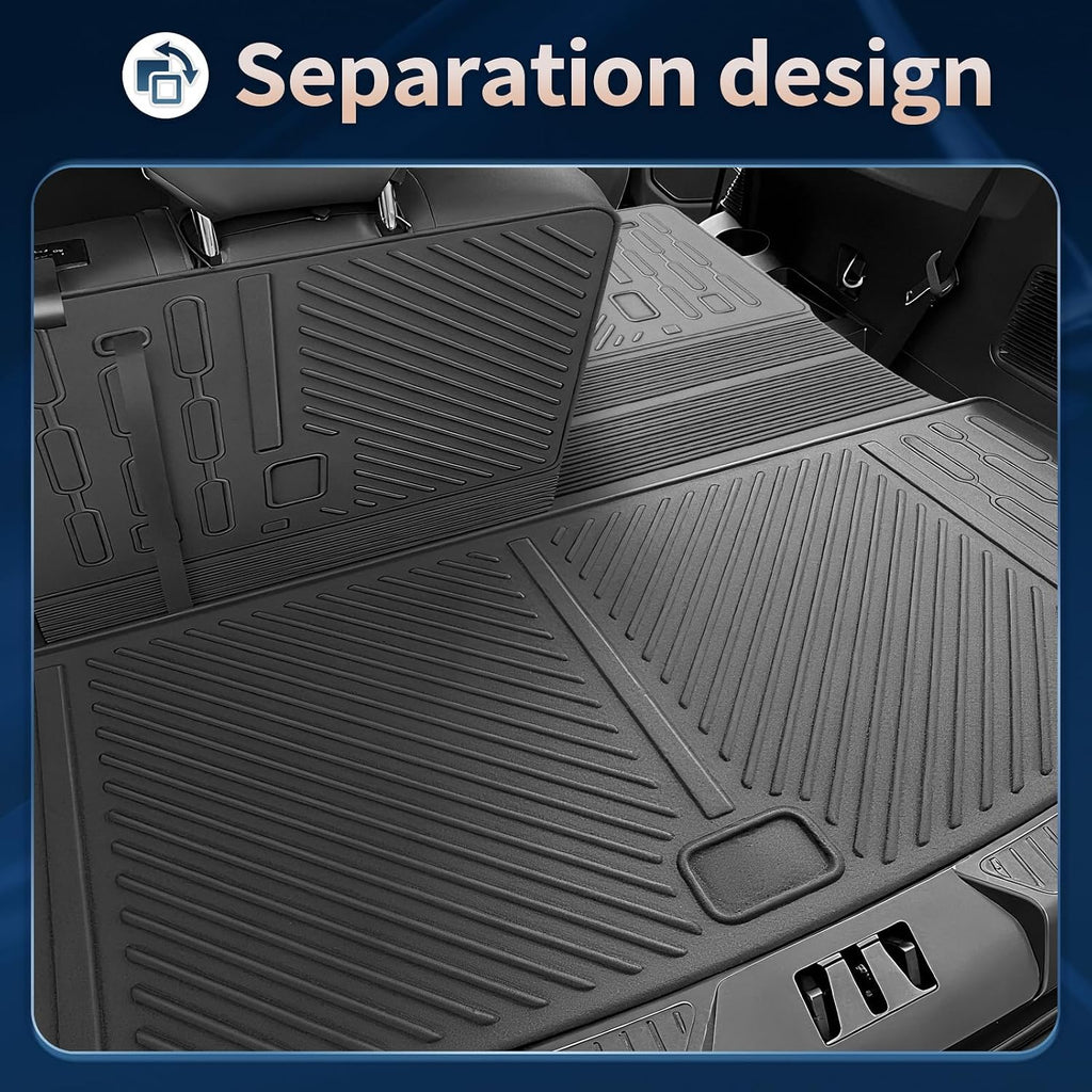 Floor Mats for 2020-2025 2026 Ford Explorer 6-Seat Captain Chairs All Weather TPE Cargo Mat with Backrest Mat for Ford Explorer Accessories 2025-2020 2026 Active/ST Line/ST/Platinum Black