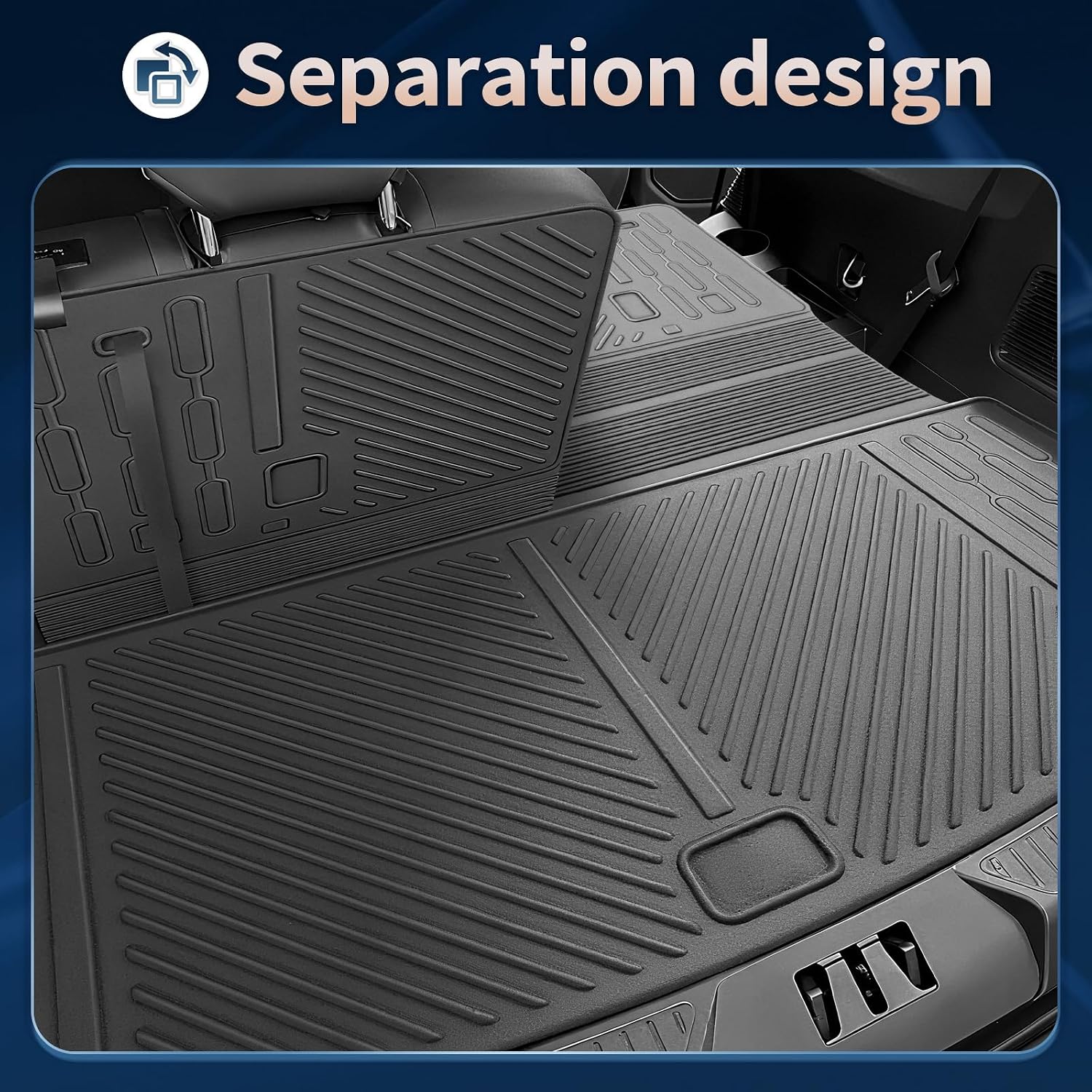 Floor Mats for 2020-2025 2026 Ford Explorer 6-Seat Captain Chairs All Weather TPE Cargo Mat with Backrest Mat for Ford Explorer Accessories 2025-2020 2026 Active/ST Line/ST/Platinum Black