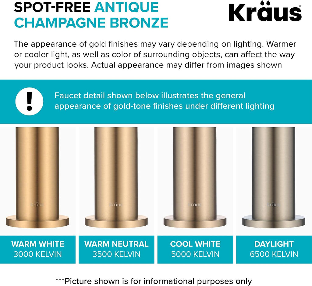 KRAUS Spot Free Bolden™ 18-Inch Commercial Kitchen Faucet with Soap Dispenser in All-Brite™ Antique Champagne Bronze Finish