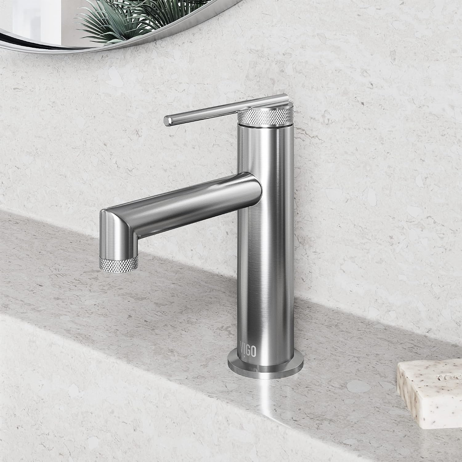 VIGO Sterling Single-Handle Single-Hole Mount Bathroom Sink Faucet, 7-Inch, Brushed Nickel, Modern Design, Solid Brass, 1.2 GPM WaterSense & Ceramic Disc Valve, Corrosion-Resistant