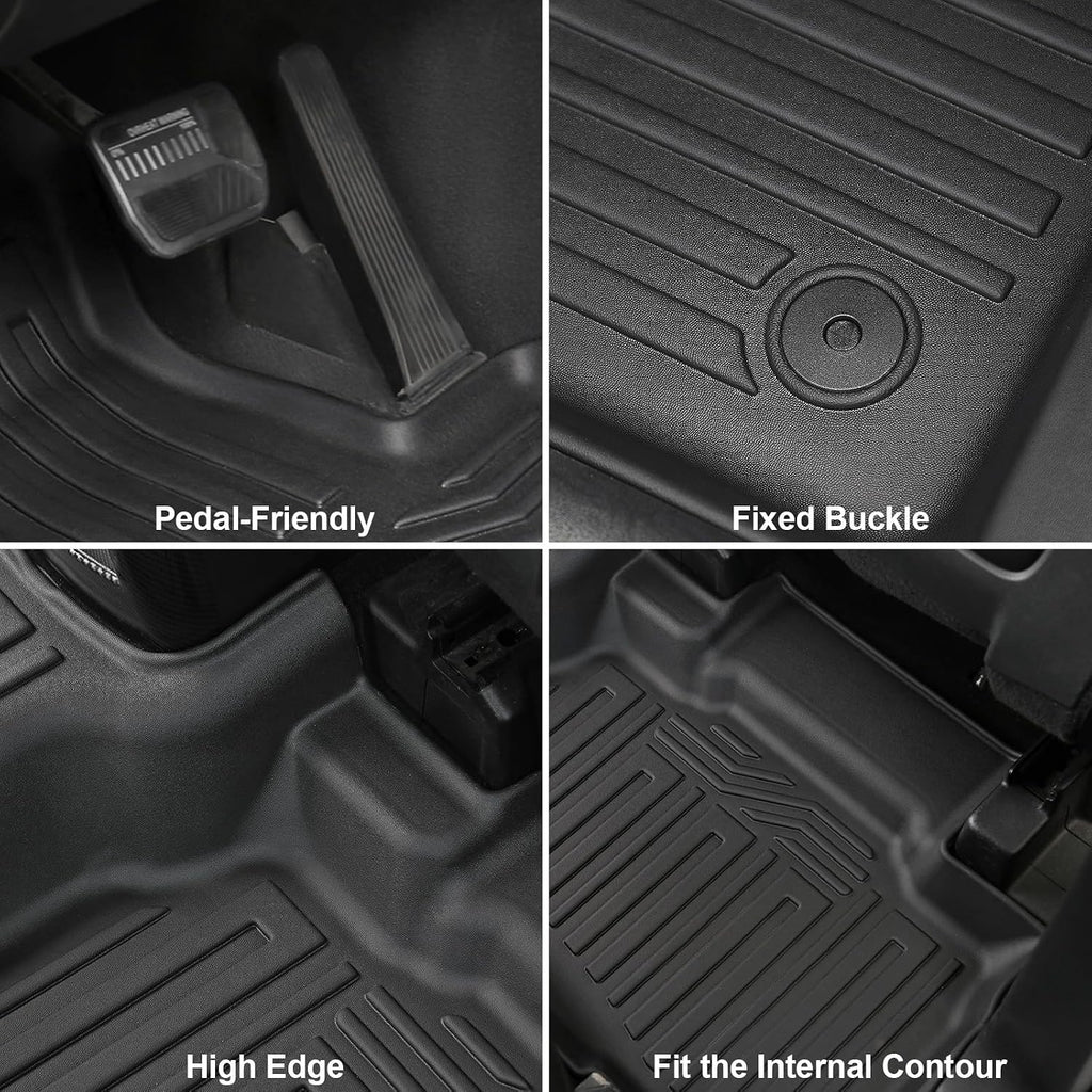 Floor Mats for Ford Explorer 2020-2026, All Weather Floor Mats Trunk Cargo Liner with Backrest Protectors Accessories, Full Coverage Set (Fit 6 Seats)