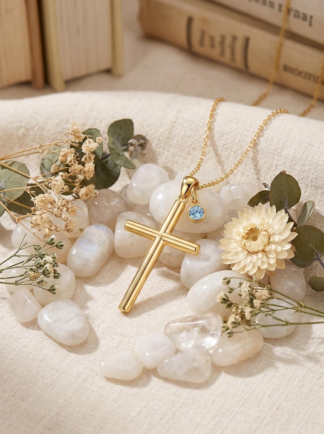 18K Gold Cross Pendant for Women Gold Cross Necklace 18K Gold Jewelry Religious Gift