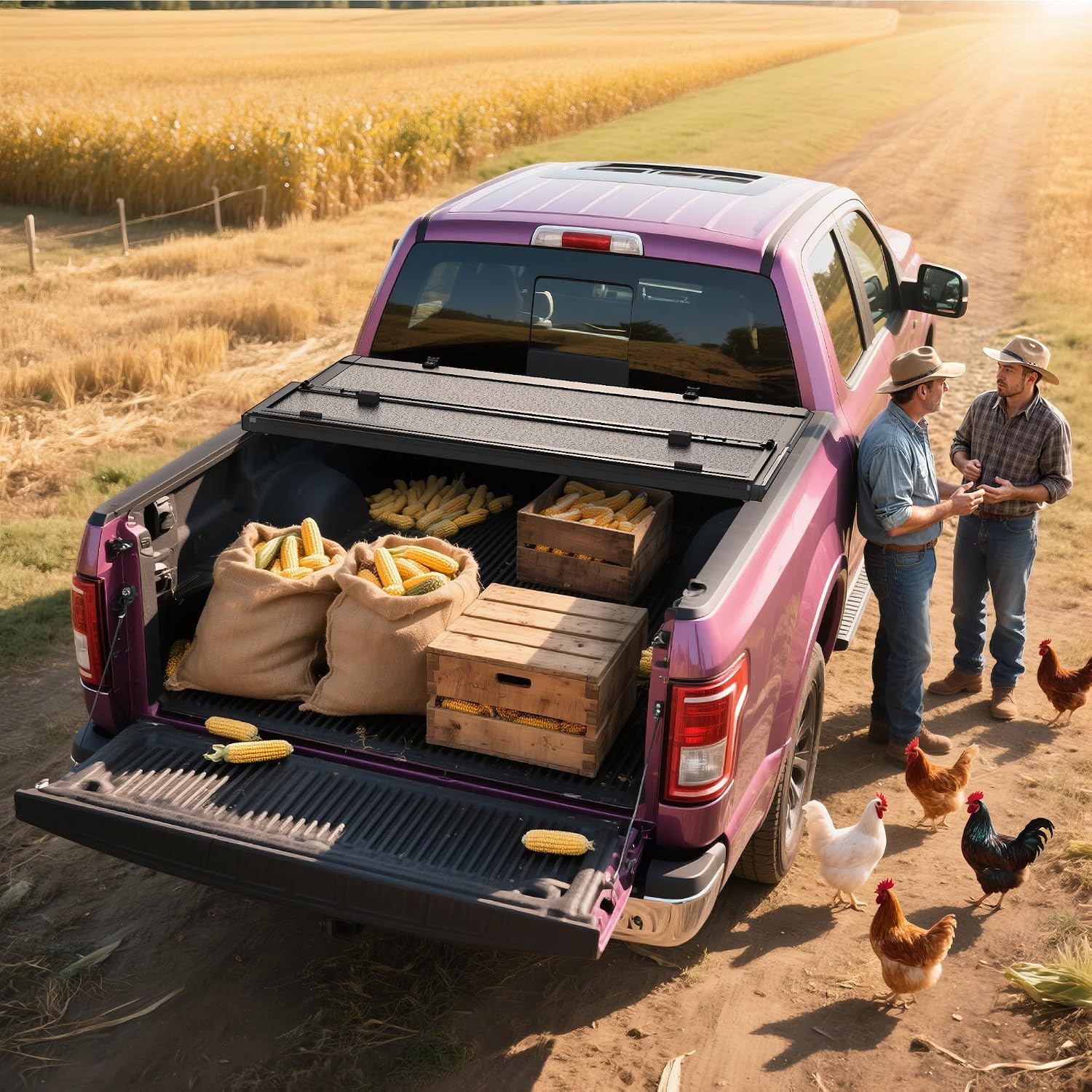 OEDRO Low-Profile Hard Quad-Fold Tonneau Cover Compatible with Chevy Silverado/GMC Sierra 2500HD 3500HD 2020-2026 6.9ft Bed w/o Multi-Flex Tailgate, One-Handed Quick Release, Drainage Design