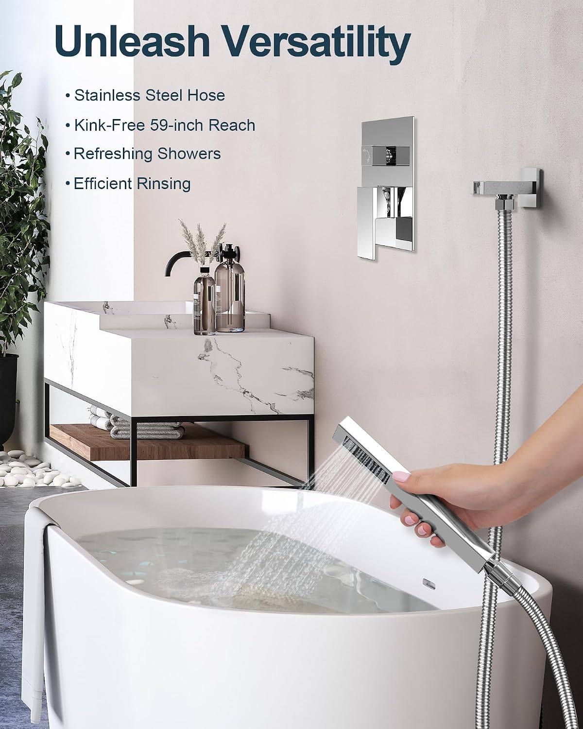 10 Inch Shower Faucet Set, High Pressure Rainfall Shower Head and Handheld Sprayer Combo, Polished Chrome