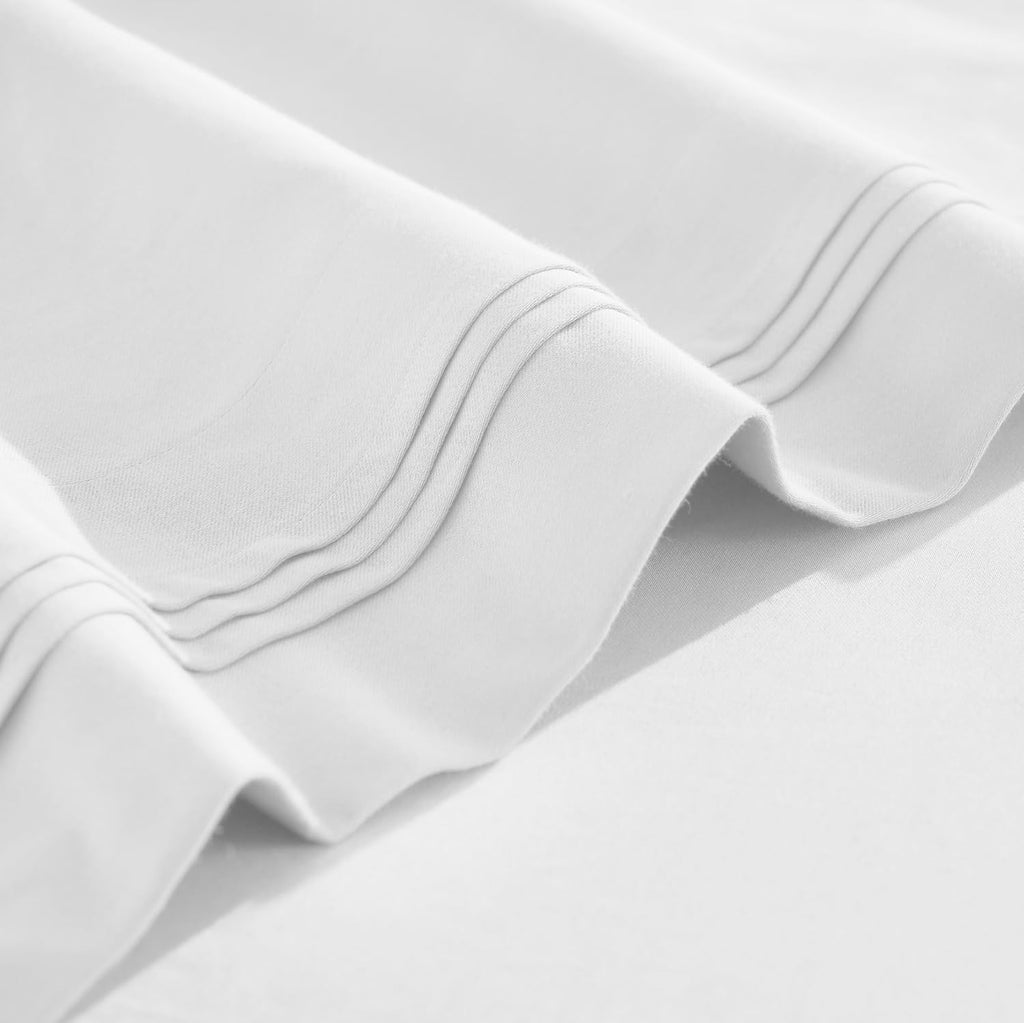 Superior Egyptian Cotton 4 Piece Sheet Set, 650 Thread Count, Eco-Friendly, Sustainable Sheets, Ultra-Soft Basics, Solid, Deep Pocket Fitted Sheet, Flat Sheet, Pillowcases, Full, White