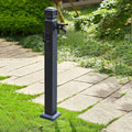 Garden Water Column Outdoor Post Faucet 304 Stainless Steel Square Black Freestanding Hose Stand with Water Dispenser Hydrant for Patio and Lawn Irrigation