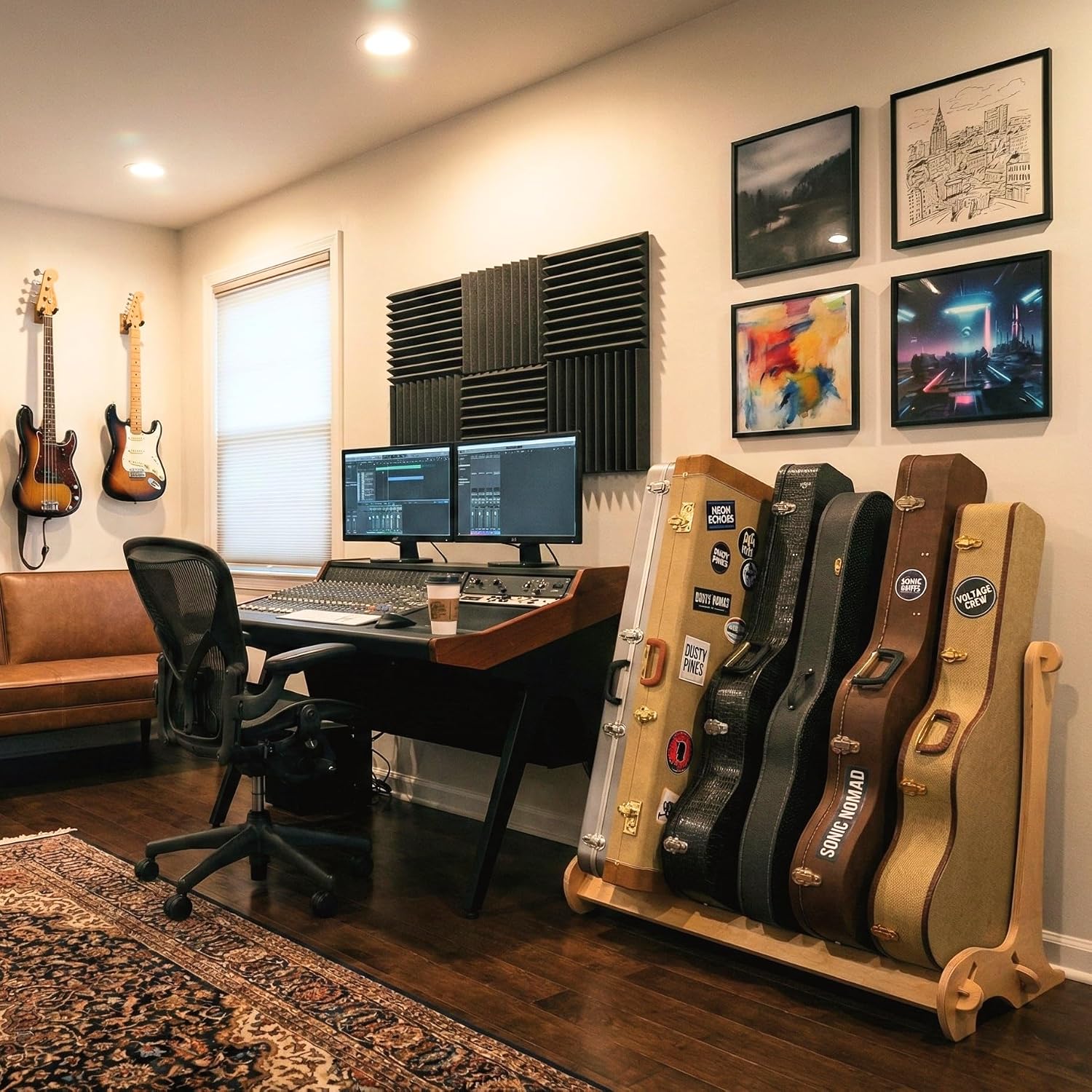 A&S Crafted Products Multi Guitar Case Rack for Acoustics & Electrics - The VersaRack | Home or Studio Storage | Made in U.S.A.