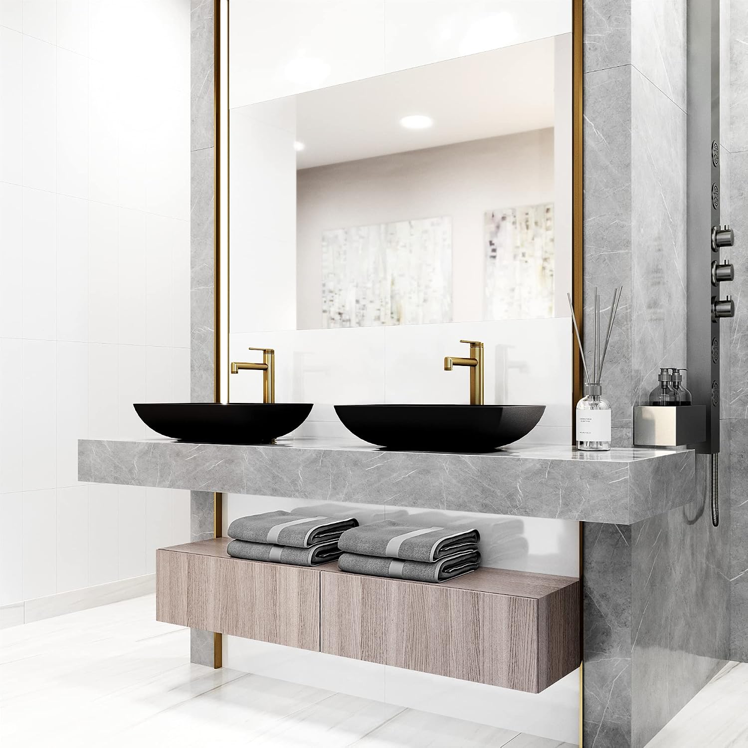 VIGO Sterling Single-Handle Single-Hole Mount Vessel Bathroom Sink Faucet, 11-Inch, Matte Brushed Gold, Modern Design, Solid Brass, 1.2 GPM WaterSense & Ceramic Disc Valve, Corrosion-Resistant