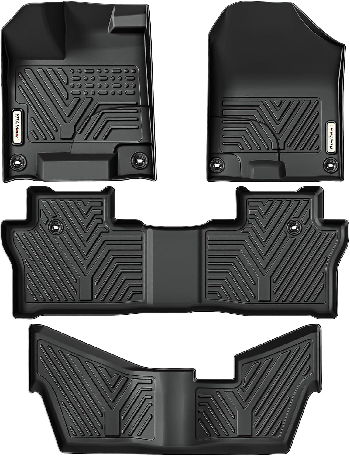 YITAMOTOR Floor Mats Fit for Honda Pilot 2022-2016,All-Weather Floor Liners Set Front 1st & 2nd 3rd Seat Floor Liner Set Black, 8 Passenger Model