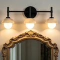 Alabaster 3-Light Wall Sconce, 20 Inch Modern Natural Marble Bathroom Vanity Sconce, Matte Black Alabaster Sconce Wall Lighting, Hand-Carved Wall Light Fixtures Decor for Hallway, Bathroom (Black)