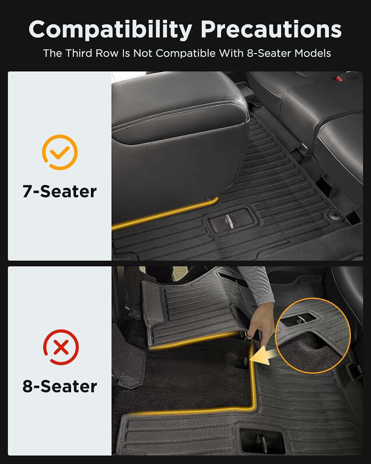 for Nissan Armada/Infiniti QX80 2019-2024 (7 Seats) Floor Mats Carpet Liner All Weather Protector TPE Anti-Slip Tech Mats for Nissan Armada/Infiniti QX80 2019 2020 2021 2022 2023 2024 Accessories
