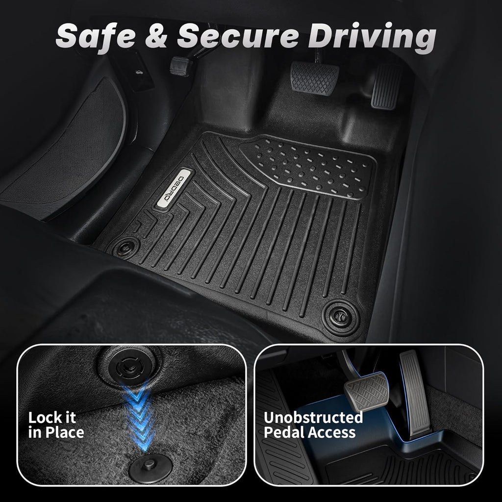 OEDRO Floor Mats Fit for 2017-2020 Ford Fusion/Lincoln MKZ, Black TPE All-Weather Guard, Front & 2nd Seat Liner Set (Include Hybrid Models)