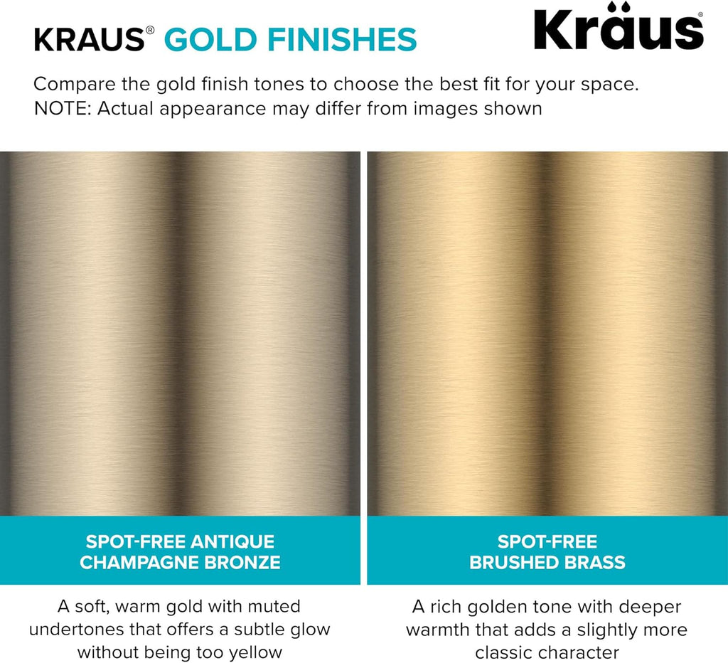 KRAUS Oletto Single Handle Pull Down Kitchen Faucet in Spot-Free Brushed Brass, KPF-2820BB