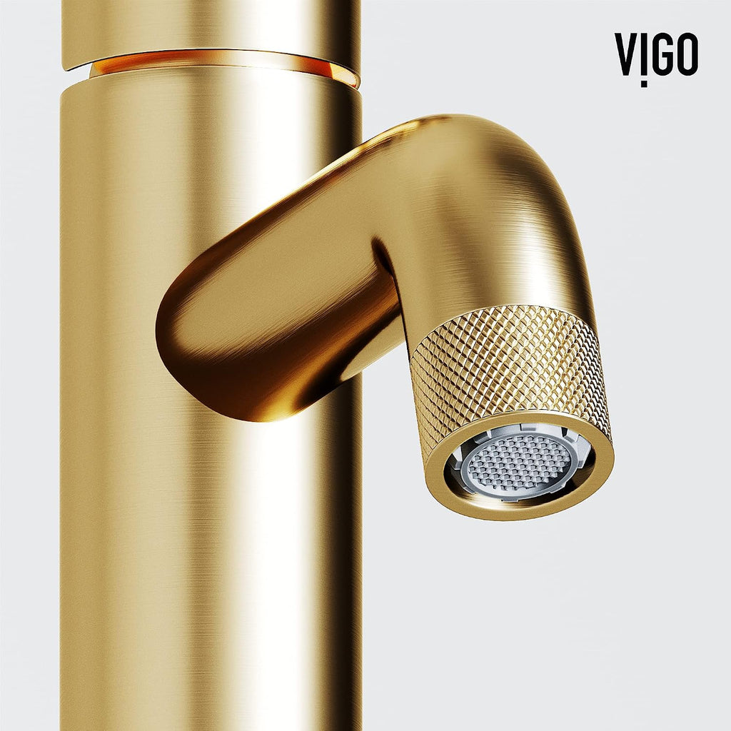 VIGO Cass 8'' H Single Handle Single-Hole Bathroom Faucet in Matte Brushed Gold-VG01046MG