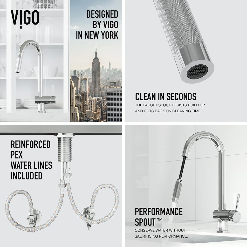 VIGO Gramercy 17'' H Single Handle Pull-Down Sprayer Kitchen Faucet with Touchless Sensor in Chrome-VG02008CHS