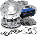 R1 Concepts Front and Rear Brake Kit Fits 2013-2018 BMW 320i; 2014-2018 BMW 328d; 2015-2016 BMW 328i| Semi Met Pads, Drilled Slotted Rotors| Hardware, Sensor Wire| 12.3' Front & 11.8' Rear