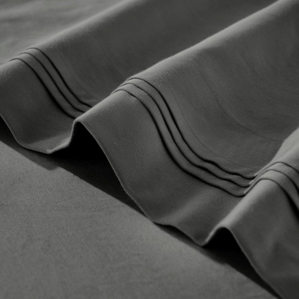 Superior Egyptian Cotton 4 Piece Sheet Set, 650 Thread Count, Modern Design, Sustainable Sheets, Ultra-Soft Basics, Solid, Deep Pocket Fitted Sheet, Flat Sheet, Pillowcases, California King, Grey