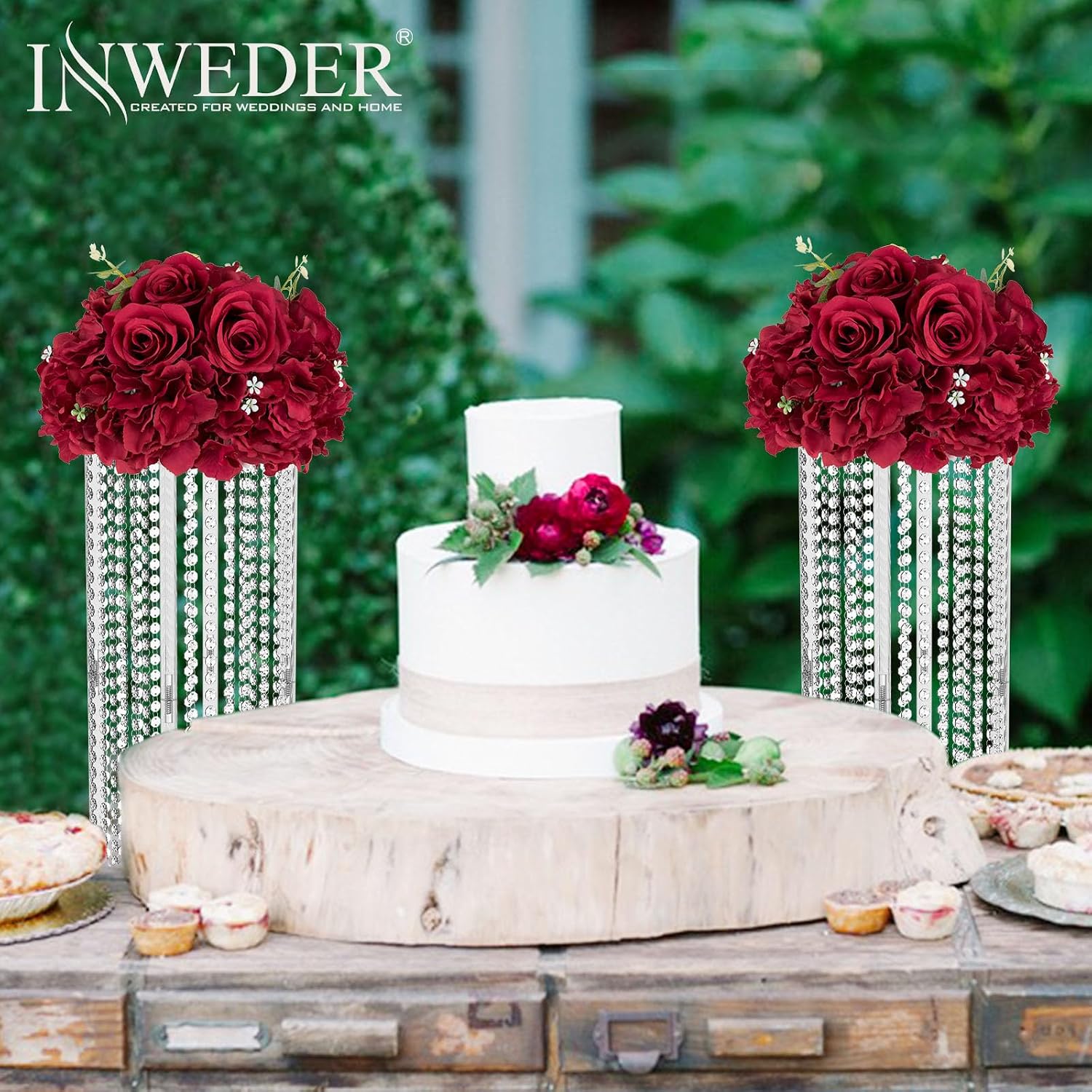 Red Roses Flowers Balls for Centerpieces: 10 PCS 11.8' Diam Flower Centerpieces for Tables in Wedding Reception Decorations Arrangement for Party Celebration Planners