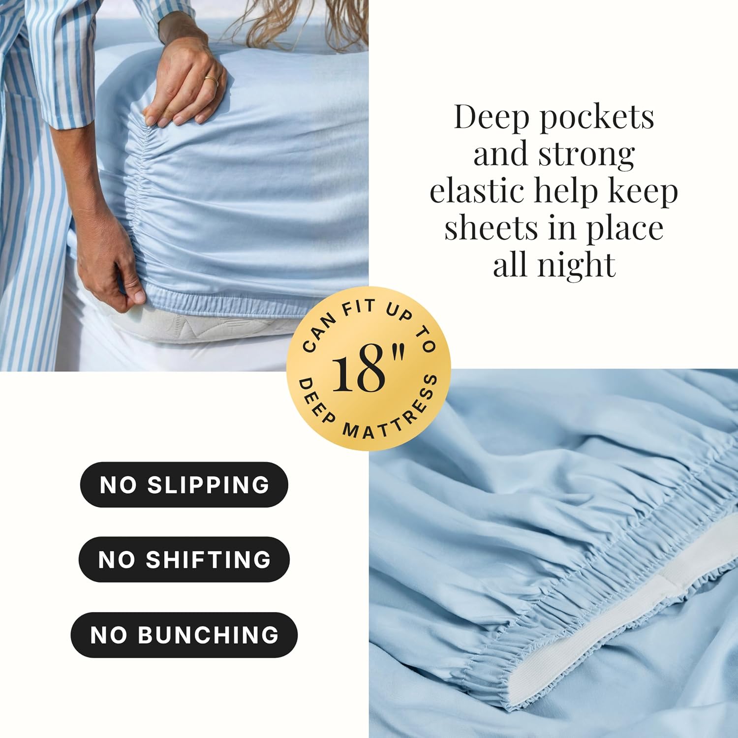 Miracle Made Extra Luxe Soft, Cool-to-the-Touch Cotton Bed Sheet Set, 4-Piece – Silver-Treated, Breathable, Lightweight Bedding – King Size, Sky Blue