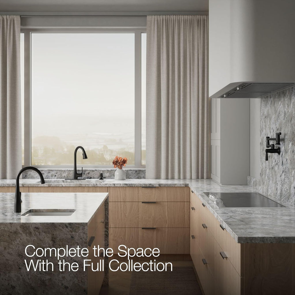 KOHLER R22867-SD-BL Maxton Pull-Down Kitchen Faucet with Soap Dispenser, Pull Down Sprayer, Matte Black