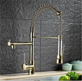 European Modern Kitchen Faucet Multifunctional Hot and Cold Water Spring Faucet Vegetable Bowl Tap(Gold)