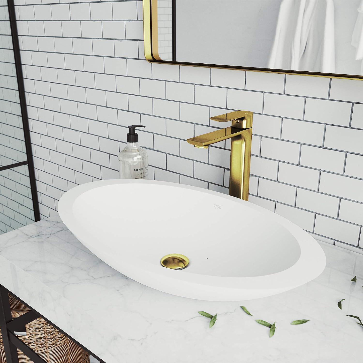 VIGO Norfolk Single-Handle Single-Hole Mount Vessel Bathroom Sink Faucet, 11-Inch, Matte Brushed Gold, Modern Design, Solid Brass, 1.2 GPM WaterSense & Ceramic Disc Valve, Corrosion-Resistant