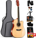 Pyle 41' Beginner Acoustic Guitar Kit, Full Size Natural Cutaway Set