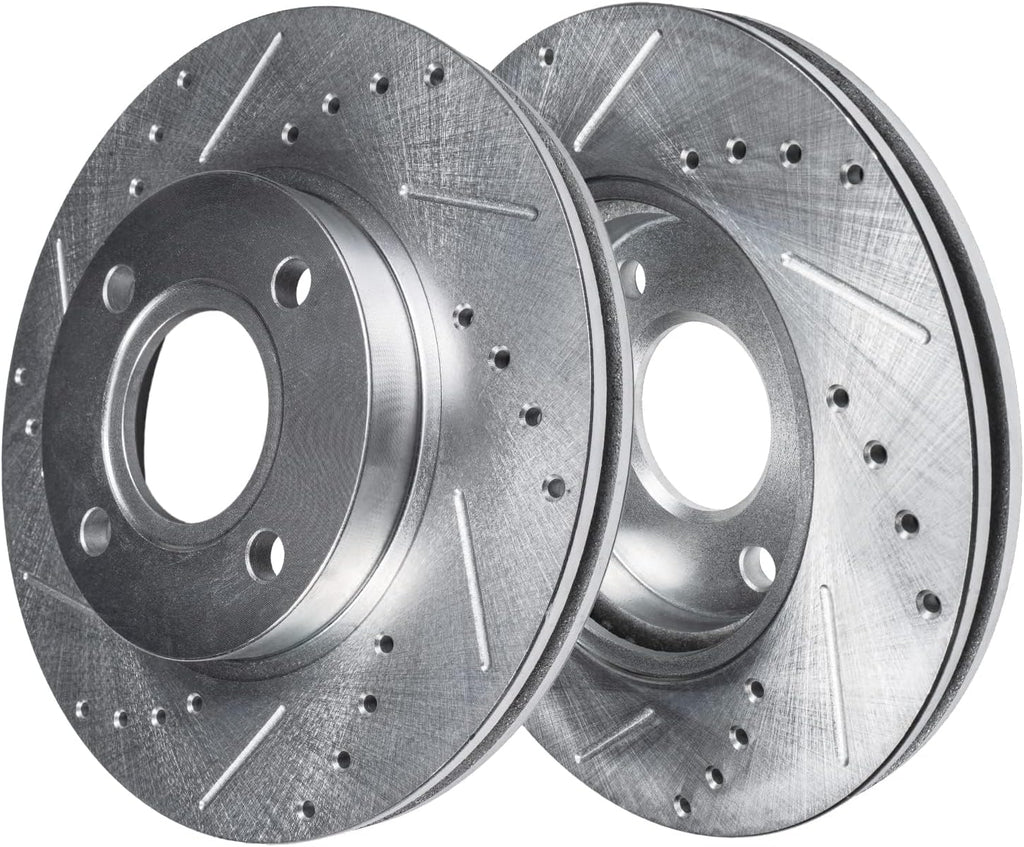 Detroit Axle - Brake Kit for Fiat 124 Spider Mazda MX-5 Miata Drilled and Slotted Disc Brake Rotors Ceramic Brakes Pads 2017 2018 2019 Replacement : 11.02' inch Front and Rear Rotors