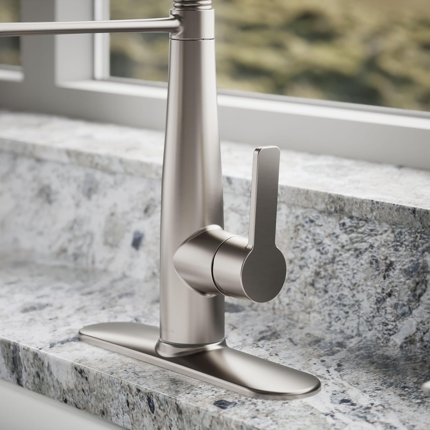 KOHLER K-R22745-SD-VS Semi-Professional Kitchen Sink Faucets with Soap Dispenser, Commercial Kitchen Faucets with Pull Down Sprayer, Vibrant Stainless