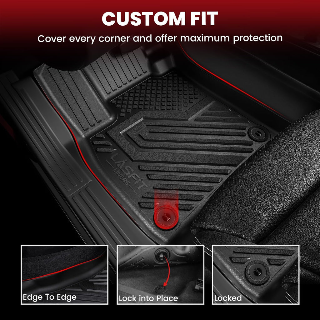 LASFIT Floor Mats & Cargo Mat & Backrest Mats for Volvo XC90 2016-2026 (Only for 7 Seats &T8 PHEV) All Weather TPE Mats Custom Fit Floor Liner for XC90 1st&2nd&3rd Row Car Mats & Cargo Liner, Black