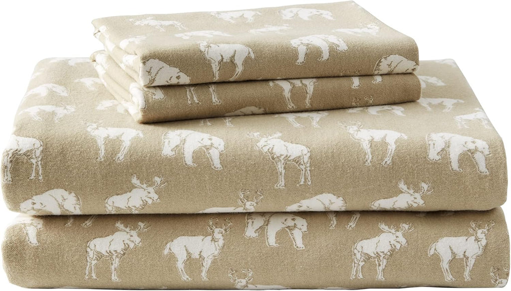 Eddie Bauer - Twin Sheets, Cotton Flannel Bedding Set, Brushed for Extra Softness, Cozy Home Decor (Buckhead Ridge, Twin)